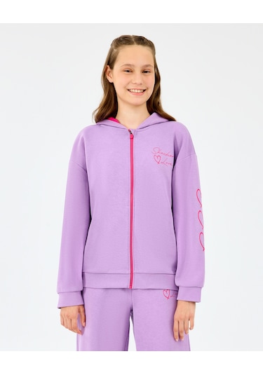 Skechers G Lw Fleece Full Zıp Sweatshirt Büyük Kız Çocuk Mor Sweatshirt Sk2520009-4009 Mor