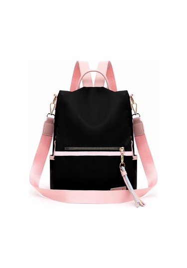 Siyah Yogodlns Kadın Kızın Patchwork Kontrast Renk Naylon Sırt Çantası Seyahat Okul Çantası Omuzdan Askili Çanta Sırt Çantası Sırt Çantası Yeni Siyah