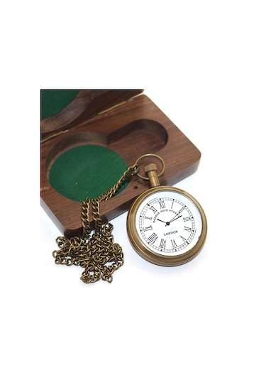 Ahşap Kutulu Pirinç Köstekli Saat Ksk2055 01