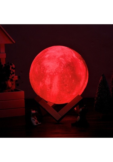 Moly 3d Baskılı Led Ay Işığı, Uzaktan Kumanda, 16 Renk, Ahşap Tutucu, Usb Şarjlı, Gökkuşağı Modeli Diğer