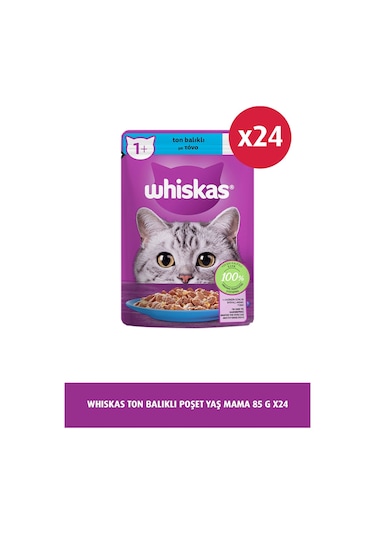 Whiskas Pouch Ton Balıklı Yetişkin Kedi Mama 24 x 85 G