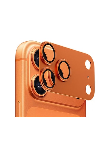 Adige İphone 17 Pro Max Kamera Lens Koruyucu Turuncu + Ekran Koruyucu Turuncu
