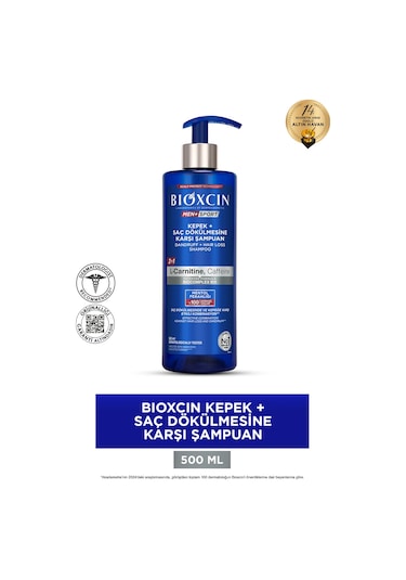Bioxcin Men Sport Kepek Ve Saç Dökülmesine Karşı Şampuan 500 ml - Dökülme, Pullanma, Kaşıntı, Kepek Önleyici
