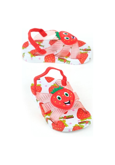 Gezer Yazlık Çilek Desenli Islak Zemine Uygun Kız Çocuk Terlik Sandalet Gt6ybe.14167.00.021.bkr Kırmızı