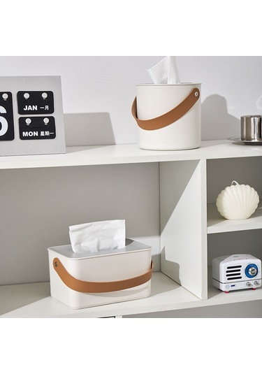 Sones Taşınabilir Ev Mendil Kutusu Sehpa Restoran Masaüstü Peçete Saklama Kutusu, Stil: Yuvarlak