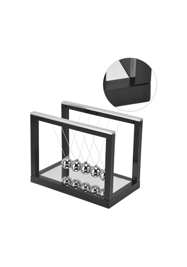 Konesam Küçük Siyah Newton Topu Metal Masaüstü Sallama Oyuncak Fizik Eğitici Stres Azaltıcı Dekoratif Hediye