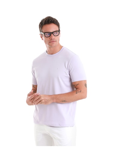 Hatemoğlu Lila Regular Fit Düz Bisiklet Yaka Pamuklu Triko Tişört 35102023c003 013 Lila