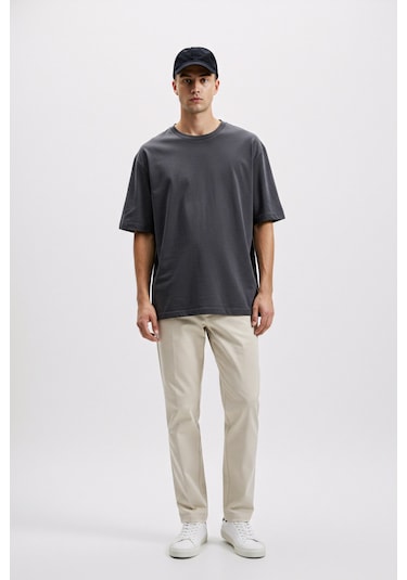 Erkek Oversize Basic Tişört Unisex %100 Pamuk Rahat Kalıp Gri