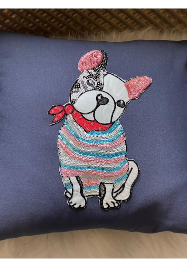 Köpek Pul Payetli Kırlent Yastık Kılıfı 40x40 Renkli