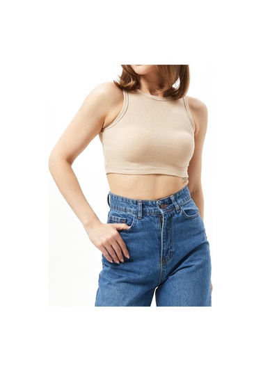 Kadın Kahve Sporcu Crop Top