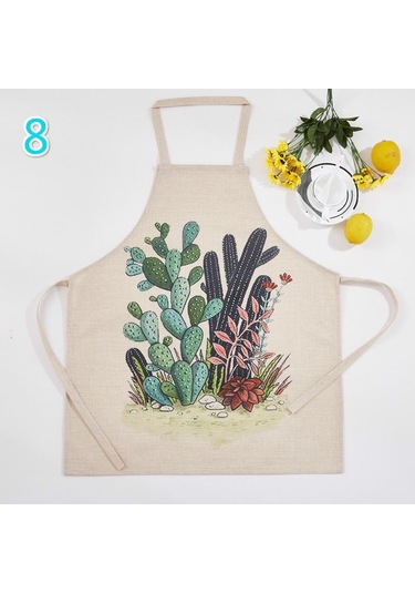 Karikatür Sanat Önlüğü Polyester Yemek Pişirme Mutfak Restoran Kaktüs Etli Yeşil Bitki Moda Önlüğü 8