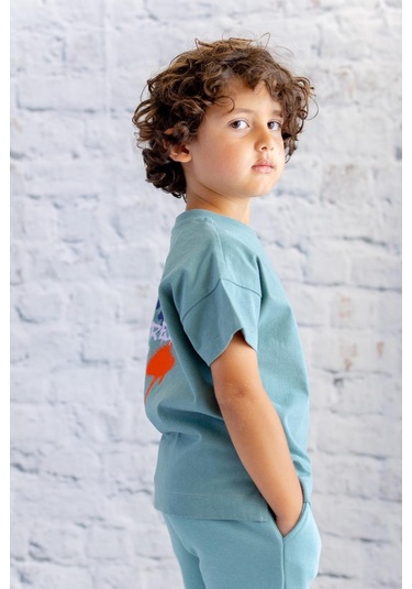 Erkek Çocuk Baskılı T-shirt - Mint Mint