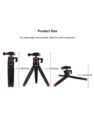 Puluz 360 Derece Top Başlı Cep Mini Metal Masaüstü Tripod Dağı