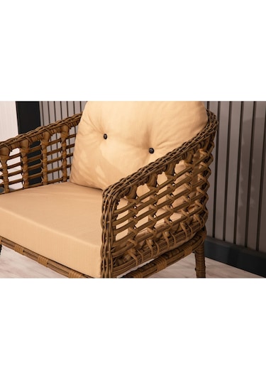 Btkconsept Faralya 3'lü Bahçe Ve Balkon Takımı Kahverengi 3+1+1 Masalı Kahverengi