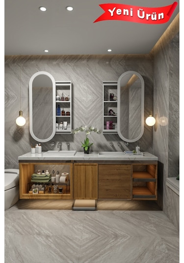 Çok Amaçlı Aynalı Takı Dolabı Mdf Kapak - Beyaz - Oval Çerçeve