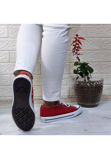 Fiyra 554 Kırmızı Kısa Unisex Sneaker Keten Spor Ayakkabı 001
