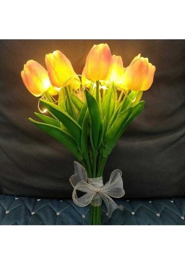 Fastbuy Pil Güçlü Lale Işık Ampulleri Beyaz Pembe 10 Adet Canlı Sarı Turuncu Ev Dekorasyon Hediye Sepeti Çiçek Tasarımı Beyaz - Pembe