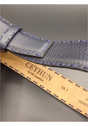 Lacivert Spor Deri Kemer