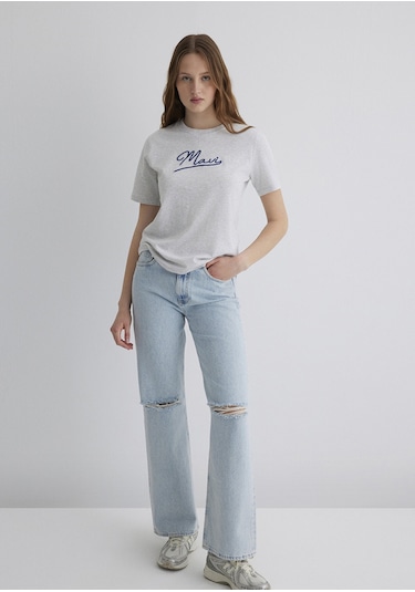 Mavi - Mavi Jeans Baskılı Gri Tişört 1612421-87033 Gri