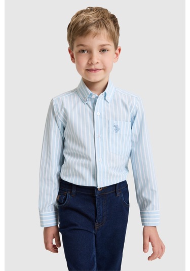 U.s. Polo Assn. Erkek Çocuk Mavi Gömlek Desenli 50324772-vr036