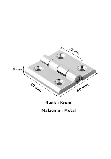 Dolap Kabin Menteşesi Metal 4 Cm Krom Krom