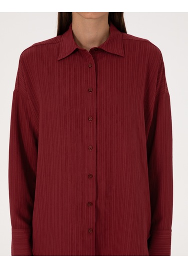 Pierre Cardin Kadın Bordo Gömlek Desenli 50318232-vr014 Bordo