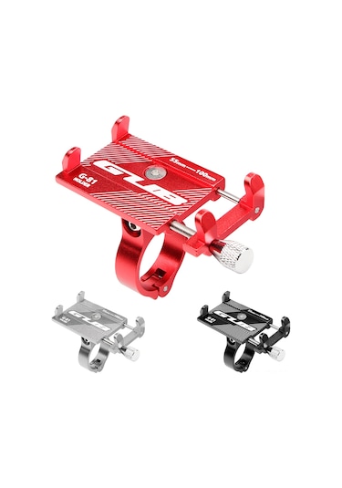 Qingmipy Gub G-81 Aluminyum Bisiklet Telefon Tutucu - 55-100mm Genişlik Uyumlu, 4 Kilitleme Penciği, Kırmızı