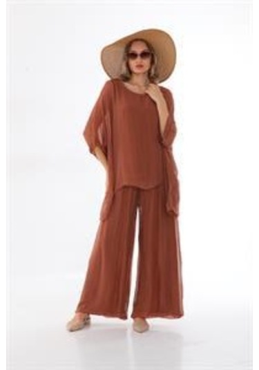İtalyan Yarasa Kollu İpek Bluz-9220 Tarçın