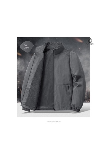 Açık Hava Sporları İçin Sade Erkek Ceketi, Bol Kore Tarzı, Günlük Giyim Koyu Gri