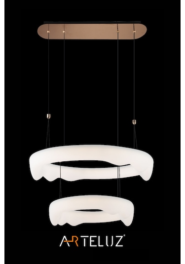 Luxury Pınterest Model Modern Sarkıt Çift Katlı Avize 50+35 Cm Beyaz