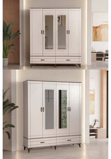 Bodrum 4 Kapaklı Dolap Ekru