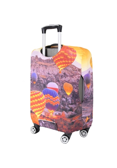 My Saraciye Valiz Kılıfı, Bavul Kılıfı Büyük, Orta, Kabin Boy Kılıf Seti, Kapadokya-3 73 Turuncu