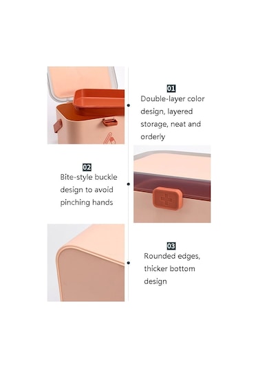 Sones Ev Tipi Plastik Küçük İlaç Kutusu Taşınabilir İlaç Saklama Kutusu, Boyut: 21,4 X 15,8 X 14,7 Cm Pembe