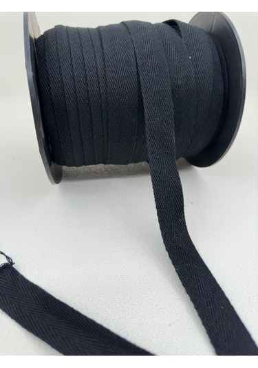 2 Cm Pamuk Balıksırtı Şerit-5 Metre-siyah/kalın