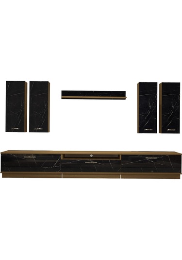 Decoraktiv Trendstyle 8d Mdf Tv Ünitesi Tv Sehpası Pera - Siyah Mermer