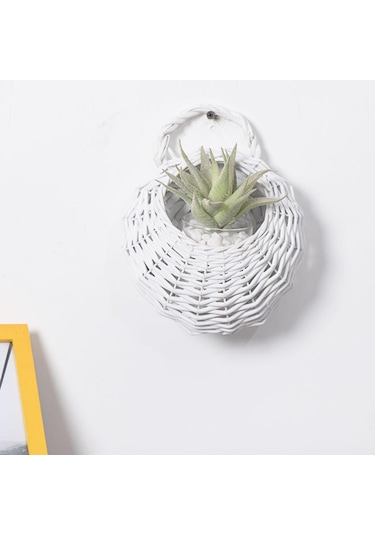 Suntek Magideal Hasır Asılı Çiçek Sepeti Duvar Ekici Çim Yard Beyaz