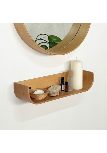 Dekoratif Ahşap Tasarım Duvar Rafı Meşe