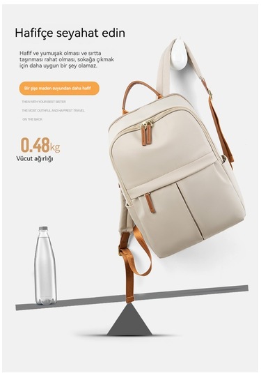 Relaxed Rahat İşe Gidip Geliş Çok Fonksiyonlu Sırt Çantası Kadın 16 İnç Bilgisayar Sırt Çantası Çok Yönlü Basit Büyük Kapasiteli Seyahat Çantası-açık Gri Açık Gri