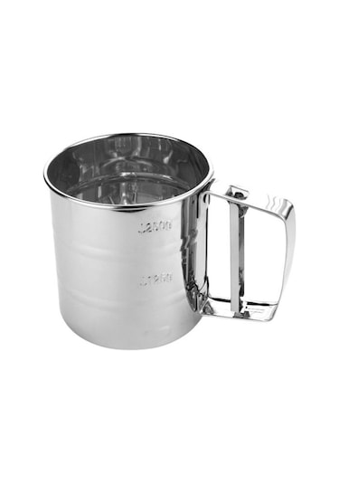 Pişirme Un Elek Çift Katmanlı İnce Örgü Pudra Şekeri Çalkalayıcı Duster El Paslanmaz Çelik Elek Pişirme Kek Un Elek Aracı Mutfak Malzemeleri Gümüş