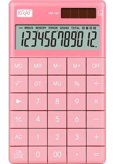 Kraf Masaüstü Hesap Makinesi 12 Hane Pembe