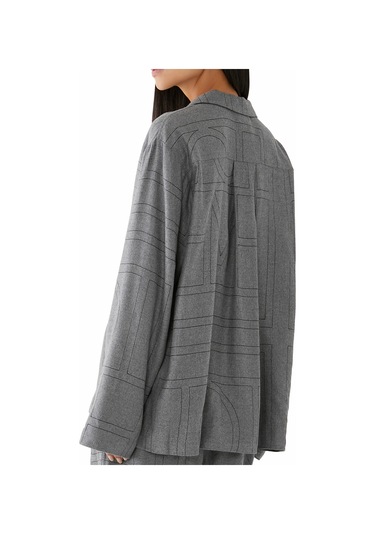 Toteme Monogram Desenli Flanel Pijama Üstü Gri