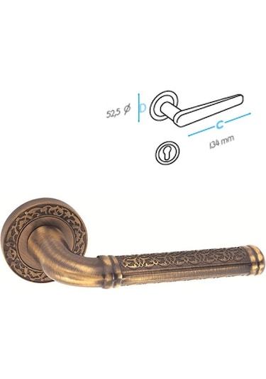 Doğanlar Topkapı Lüx Prinç Rozetli Kapı Kolu Olifka Antik Sarı