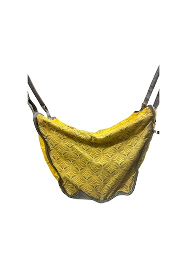 Kaliteli Eskitme Organik Vintage Salaş Desenli Günlük Gezi Seyahat Plaj Kadın Omuz El Çantası M Sarı Kahve