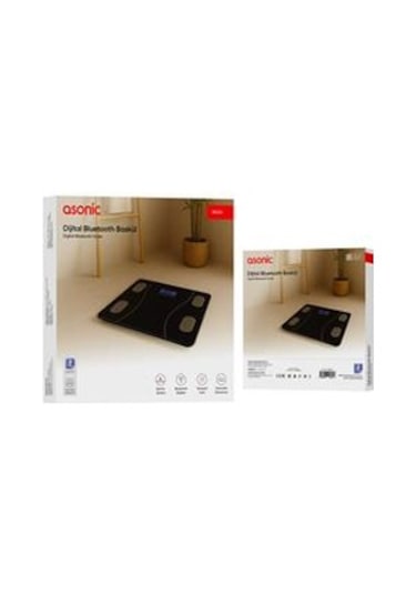 Asonic Bs260 Siyah 2-aaa Pil Dijital Bluetooth Baskül Sensör-temperli Cam-otomatik Sıfırlama
