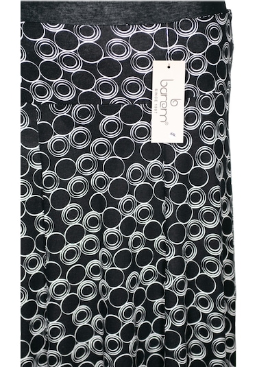 Barem Kadın Arzu Korsajlı 6 Parçalı Çeşitli Daire Desenler Siyah Etek Siyah