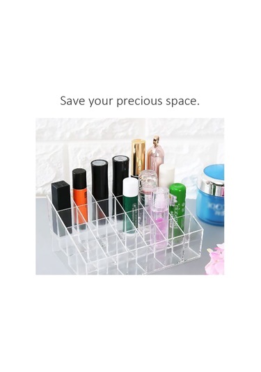 Symbee 24 Bölmeli Şeffaf Ruj Ve Makyaj Malzemesi Saklama Kutusu - Düzenli Ve Pratik Beyaz