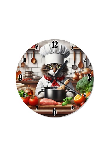 Yemek Yapan Aşçı Köpek Analog Duvar Saati