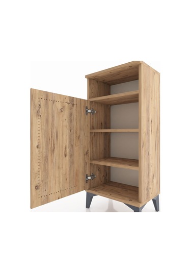 Arges Komodin 3 Raflı Tek Kapaklı 44x30x96 Çam-çam Çam