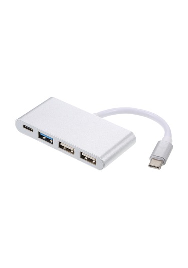 Teltree Type-c Ve Usb Portları İçin 4'lü Usb 3.0 Hızlı Veri Transferi 10gbps Şarj Ve Hub Adaptörü - Gümüş