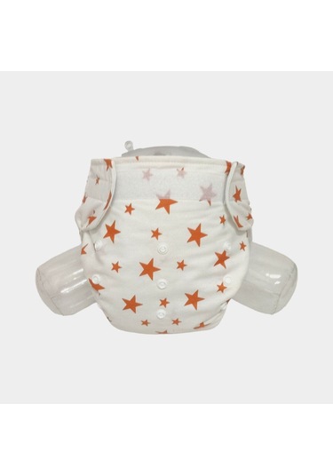 Baby Ybb Yıkanabilir Bebek Bezi Cepli Turuncu Yıldız Desenli 8kg-18kg Standart